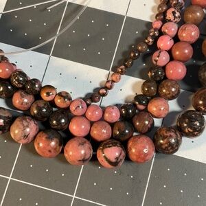 Set Rhodonite Stone Beads 10/8/6/4mm